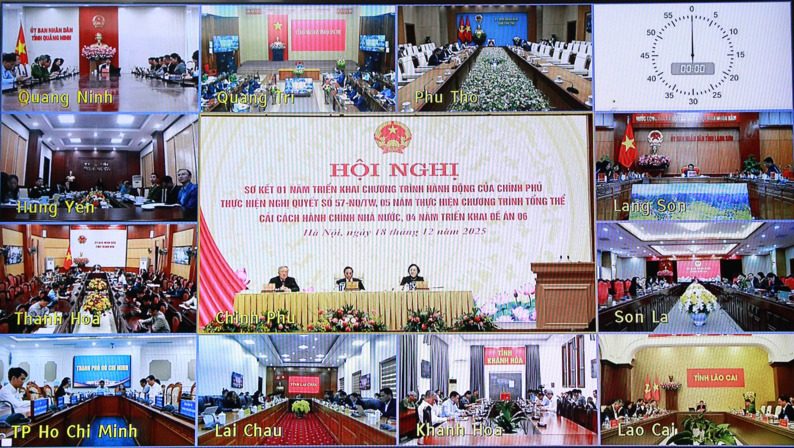 Hội nghị được tổ chức trực tiếp kết hợp kết nối trực tuyến đến các địa phương (Ảnh chụp qua màn hình)